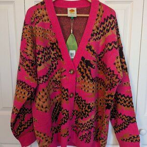 NWT Farm Rio Pink Croco Knit Sweater L